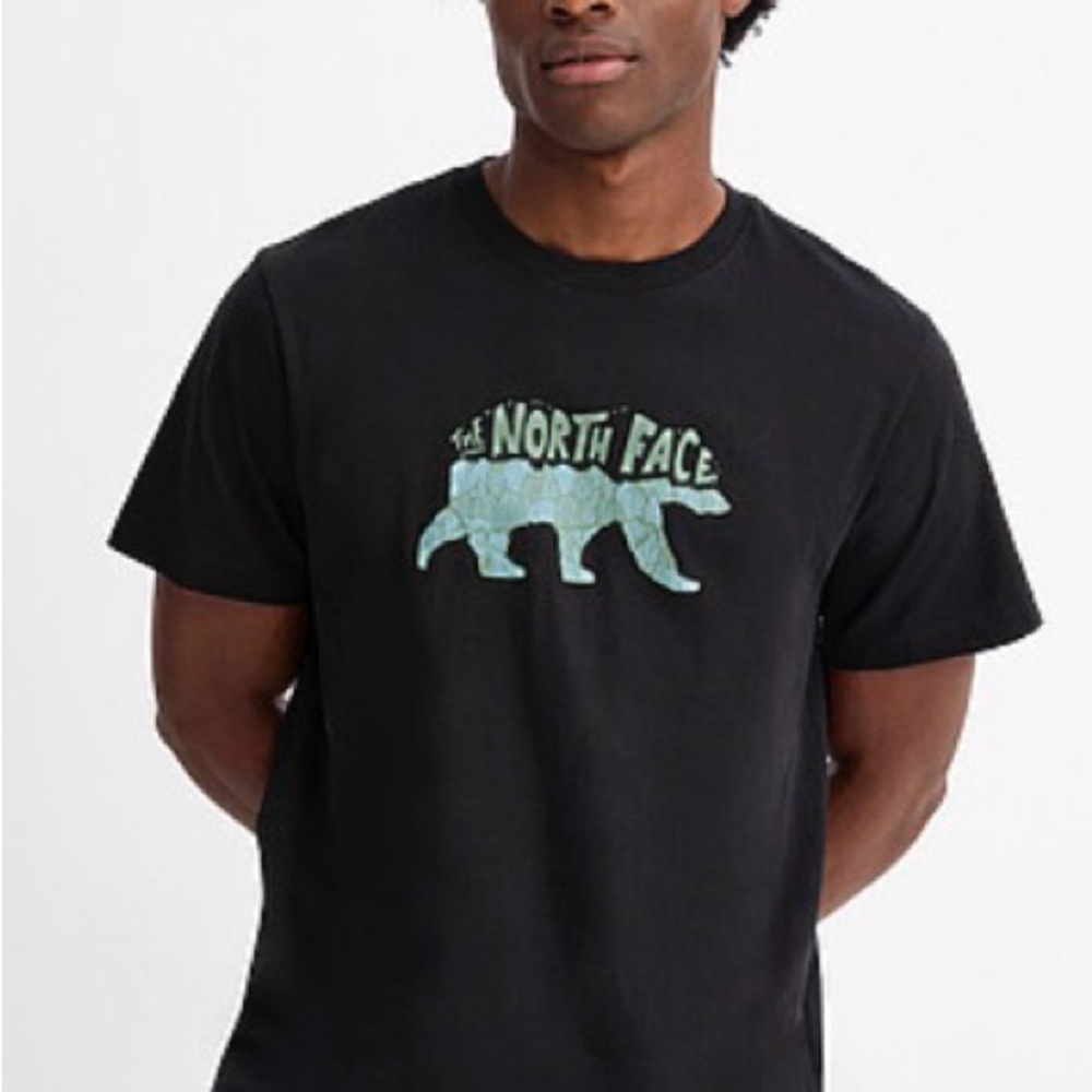 The North Face Black Tee with Blue Bear Graphic